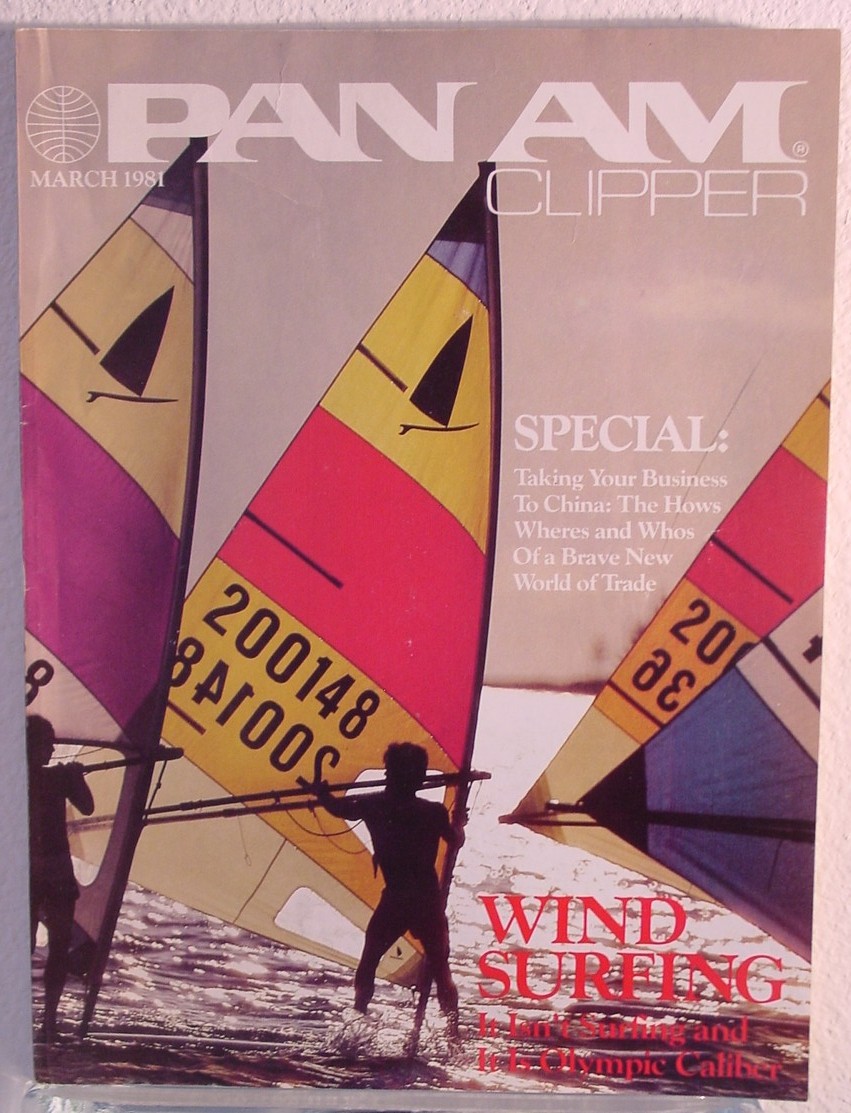 1981 March, Clipper in-flight Magazine with a cover story on wind-surfing.